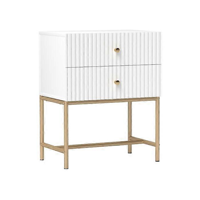 HOMCOM Elegant Two-Drawer Bedside Table - White