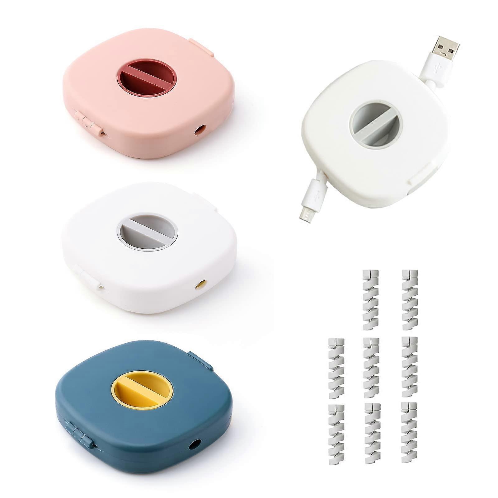 4 PCS Retractable USB Cable Organizer and Mini Headphone Cable Winder with Adjustable Length