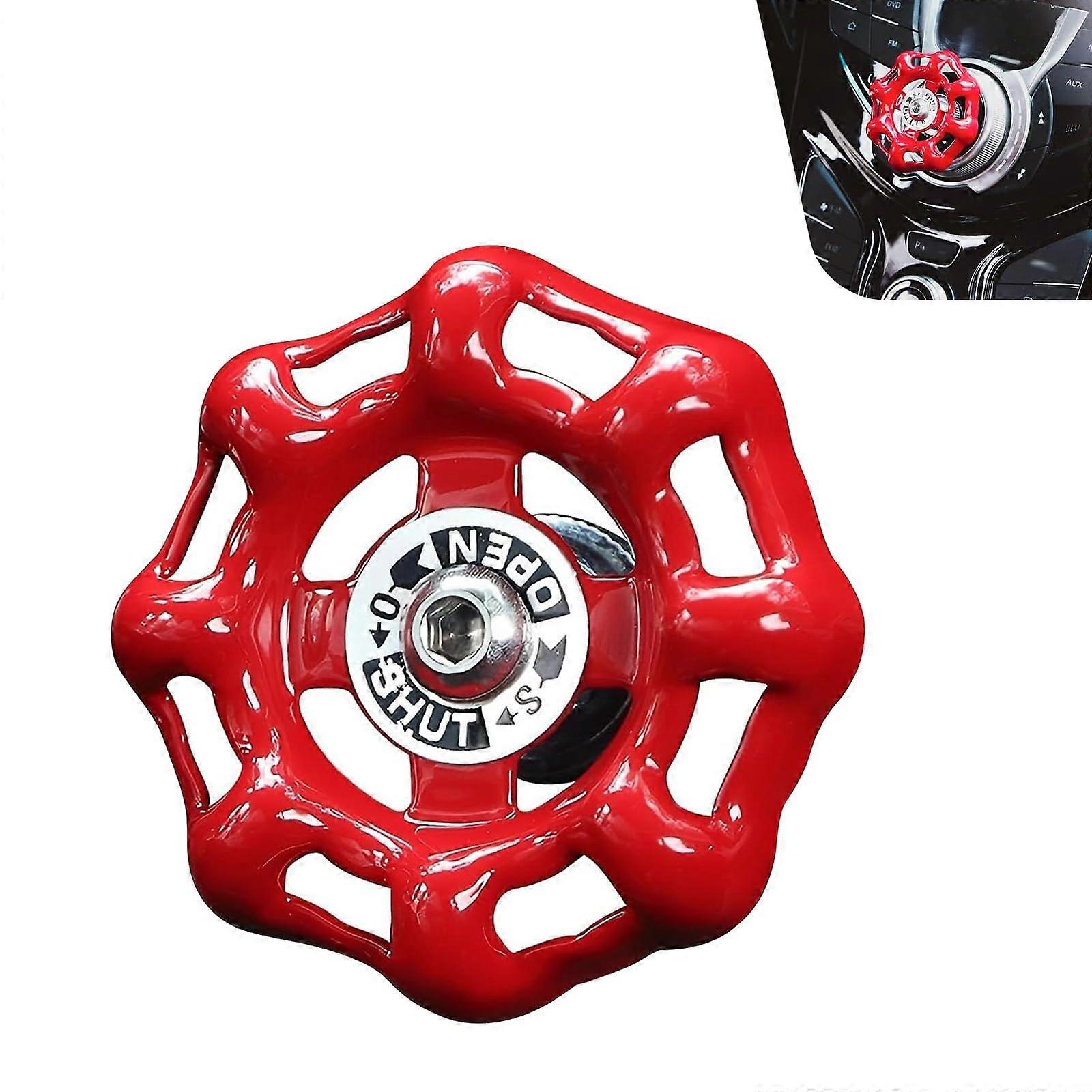 Engine Start Stop Button Cover Retro Red Valve Handwheel Durable Metal Universal Car Push Start Protector