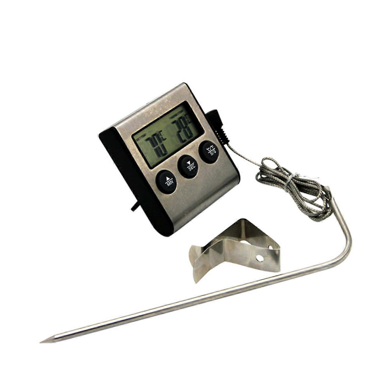 Digital Kitchen Thermometer Set with Large Screen for BBQ, Baking and Oven Cooking Silver 3pcs