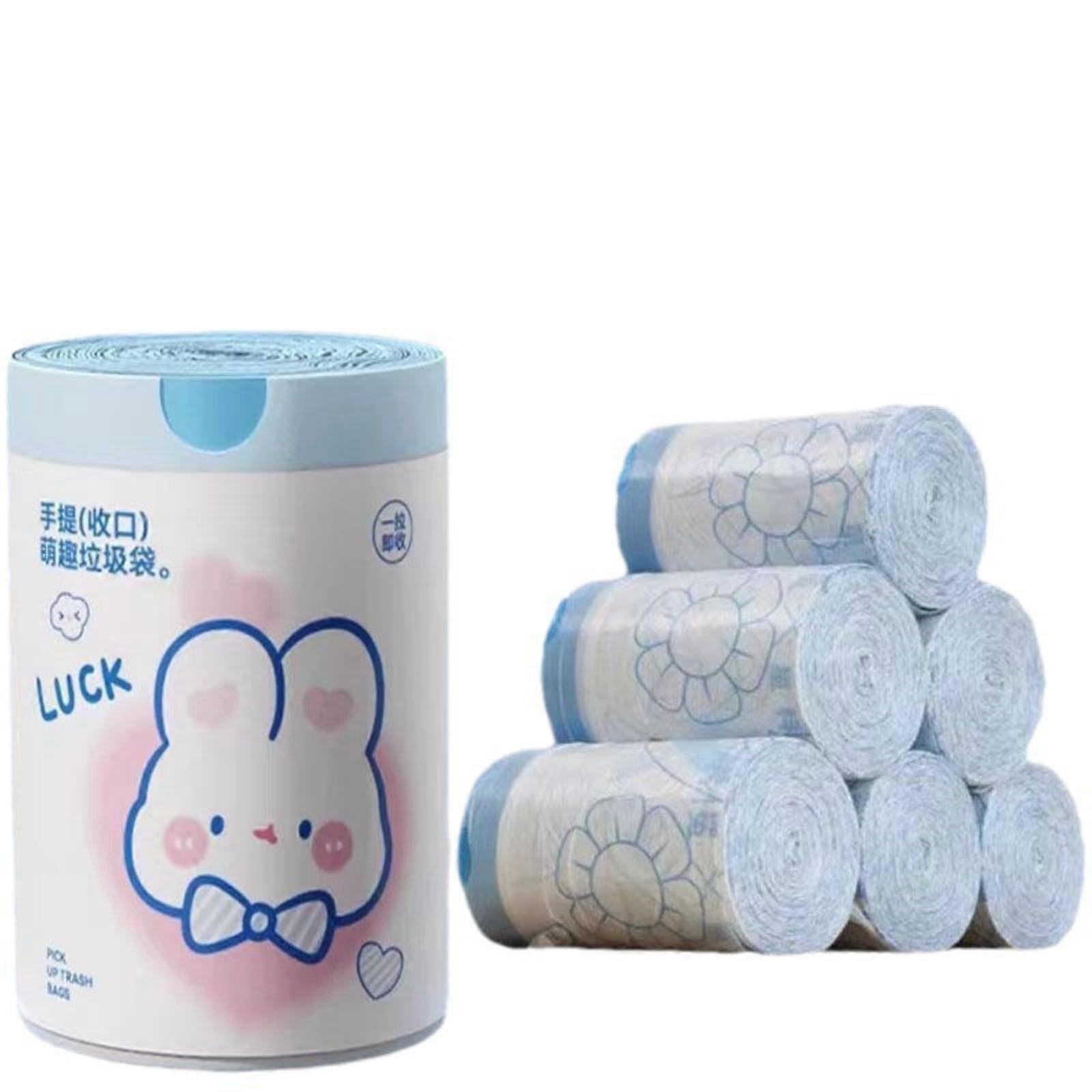 Drawstring Garbage Bags with Cute Rabbit Print, Thick Leakproof OdorSealed, 40 Rolls