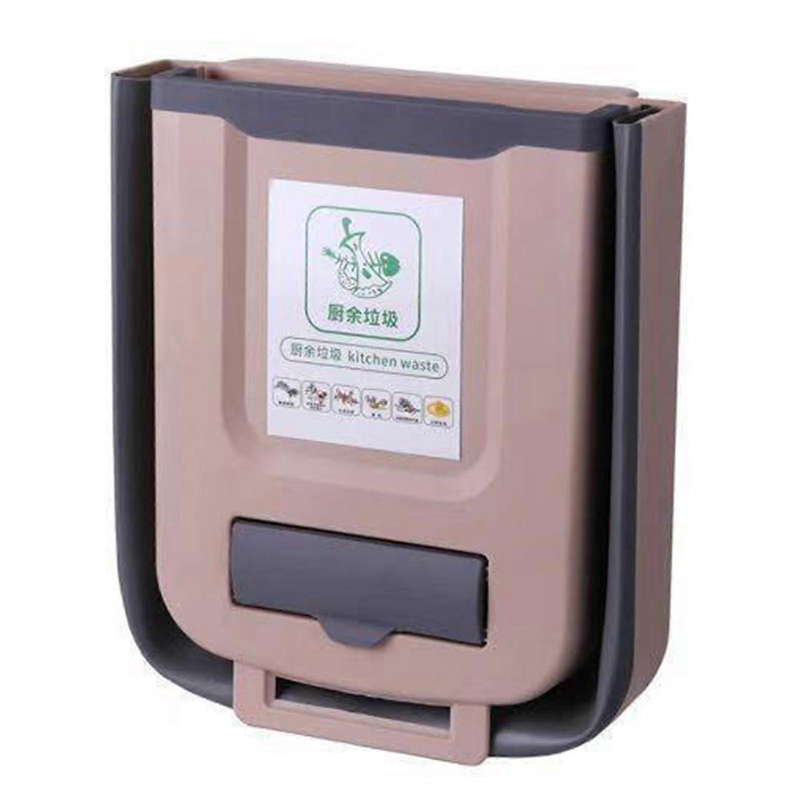 Wall Mounted Folding Trash Can 10L Large Capacity Collapsible Garbage Bin for Kitchen RV Car