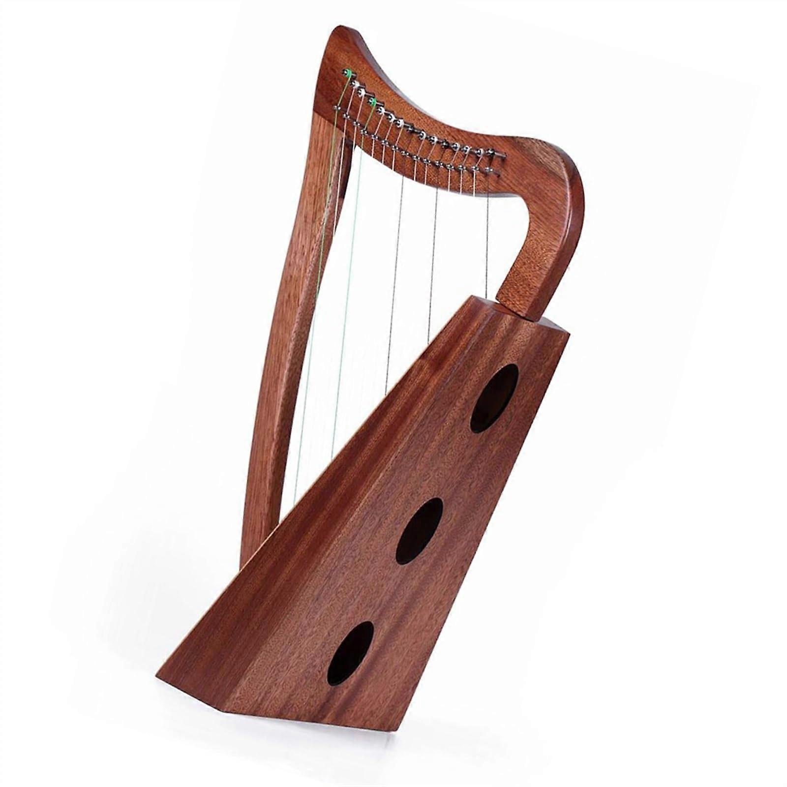 15 String Mahogany Harp Handmade Solid Wood Bright Tone Beginner Friendly with Carry Bag