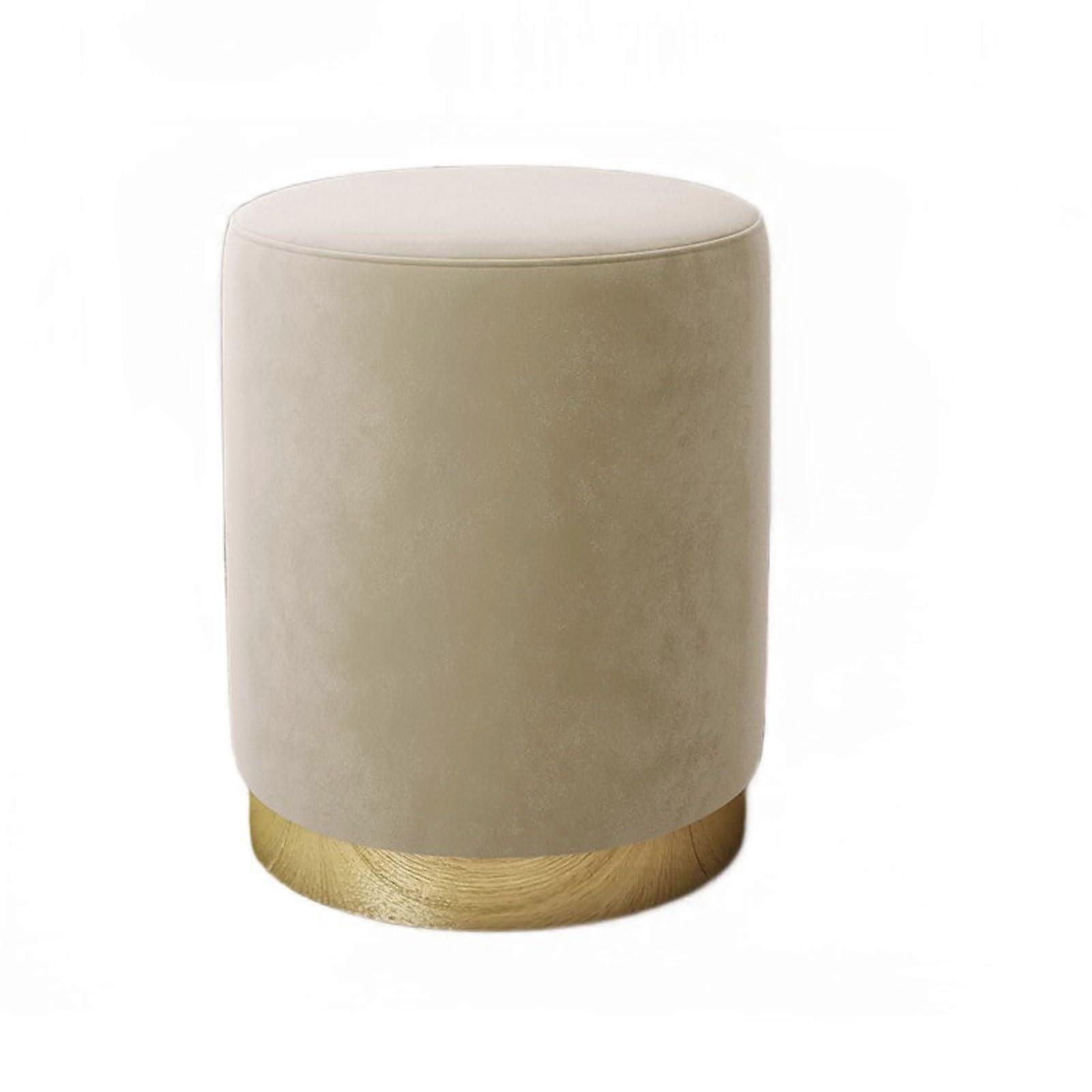 Round Vanity Stool with Comfortable Sponge Cushion, Compact Upholstered Seat 33x40CM for Makeup Table