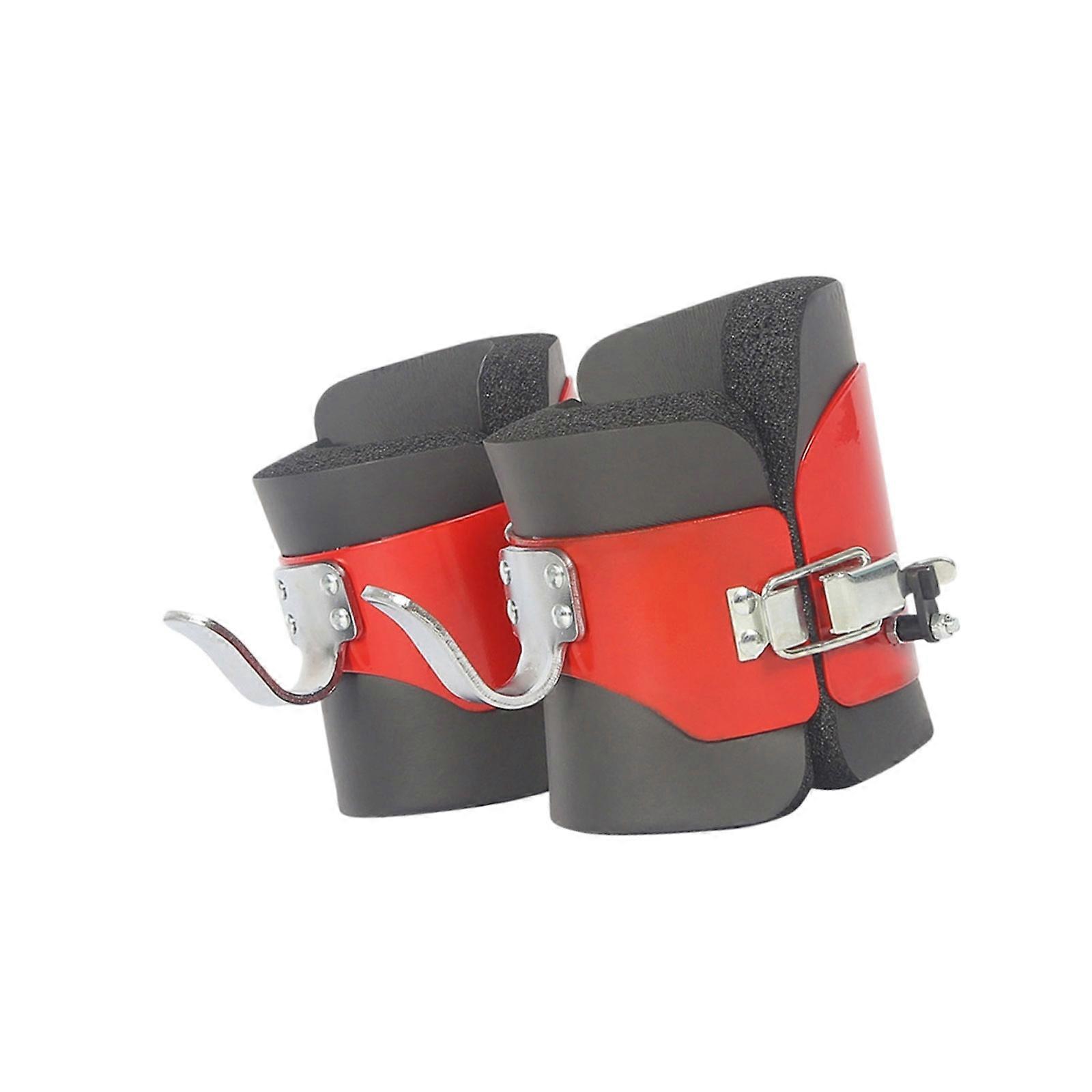 1Pair Upsides Down Hanging Boot Foot Cover with Adjustable Ankle Belt and Lock for Secure Training Supporting  Red