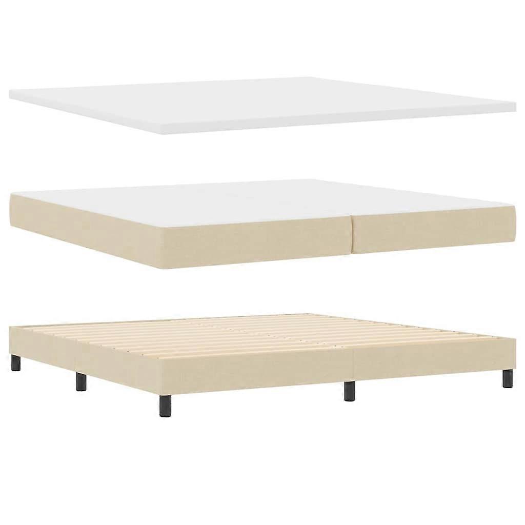 Boxspringbett mit Matratze Creme 200 x 200 cm Polyester