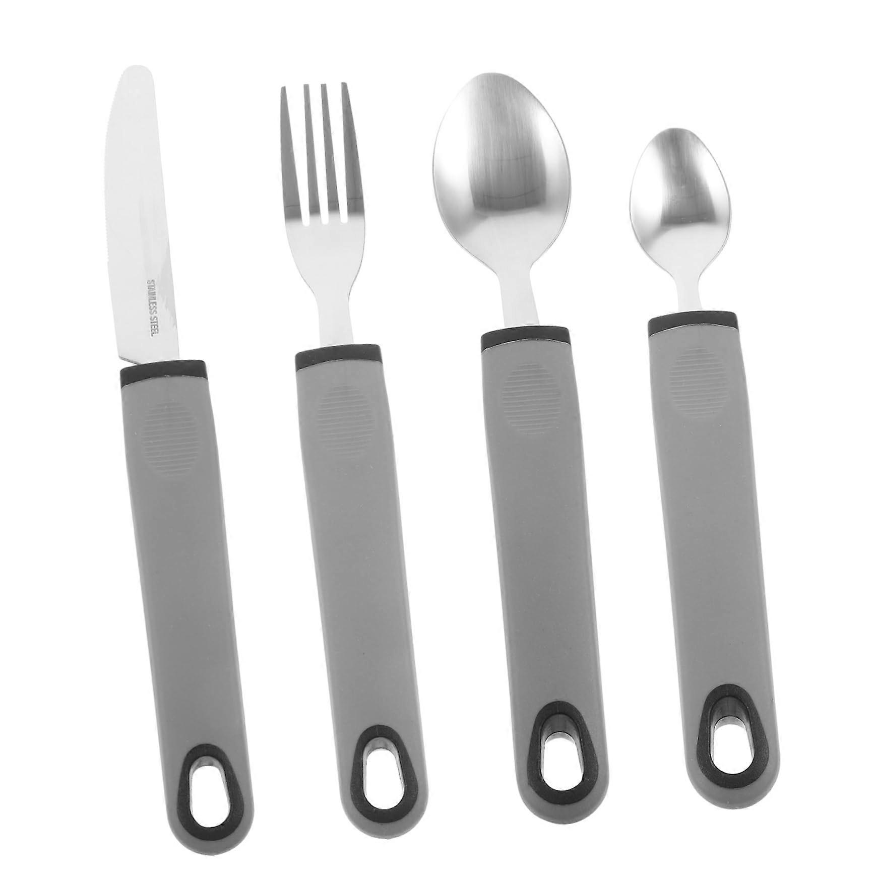 Adaptive Utensils for Elderly with Trembleproof NonSlip Handle Bendable Spoon Fork Knife Set