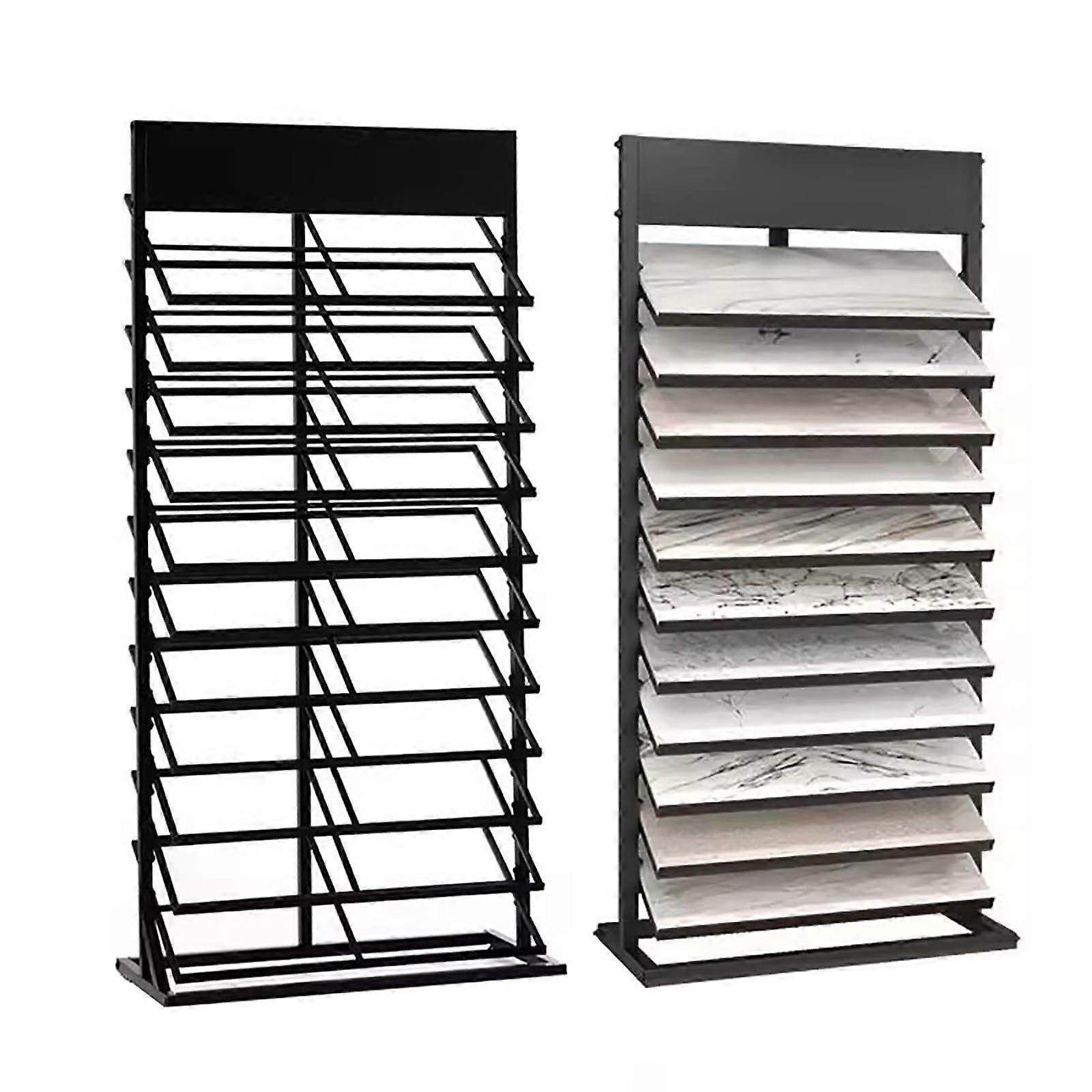 Metal Floor Tile Display Stand with 11 Tier SpaceSaving Rack for Ceramic and Porcelain Samples