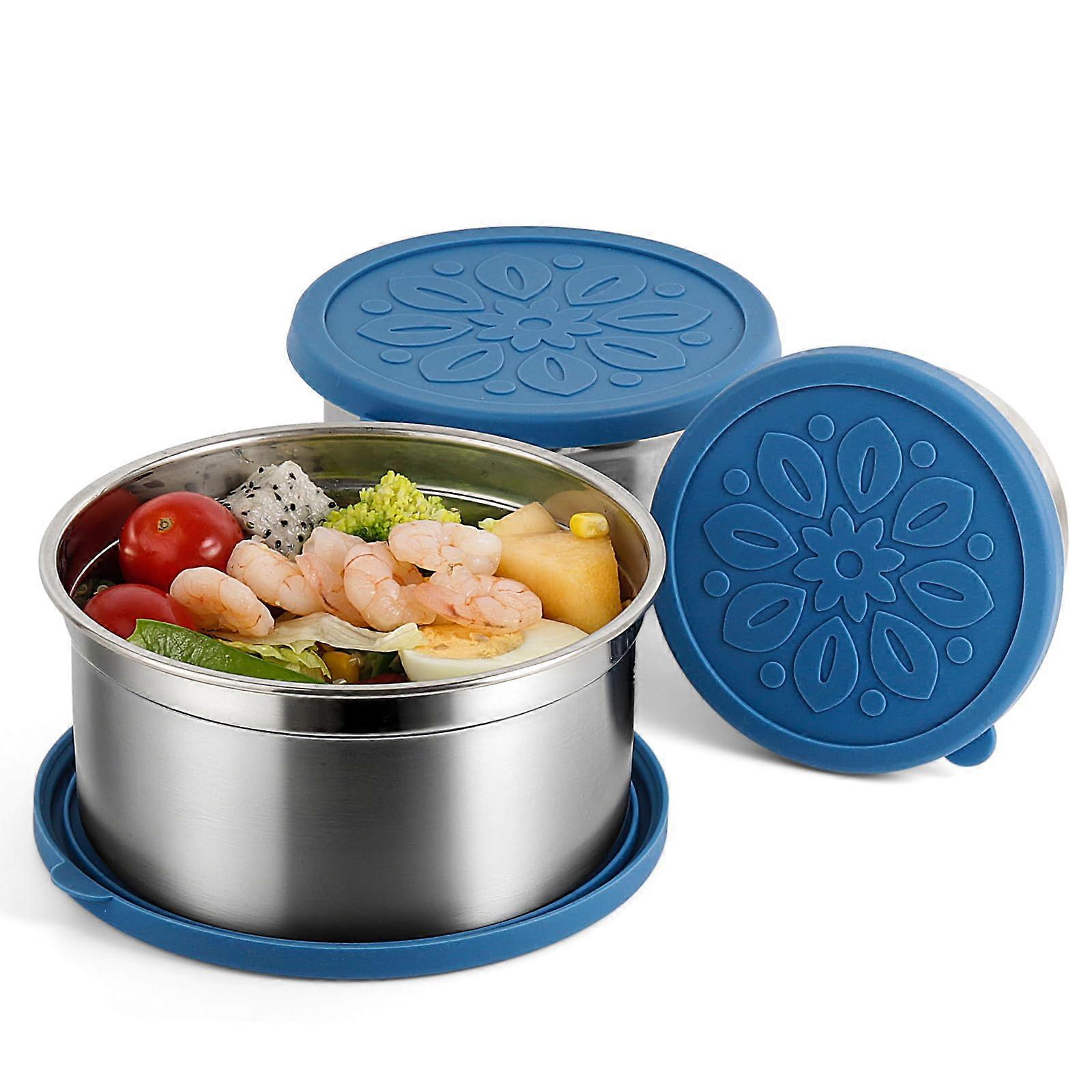 Stainless Steel Food Containers with Leakproof Silicone Lids, Stackable Bento Boxes for Snacks Ref: 8445