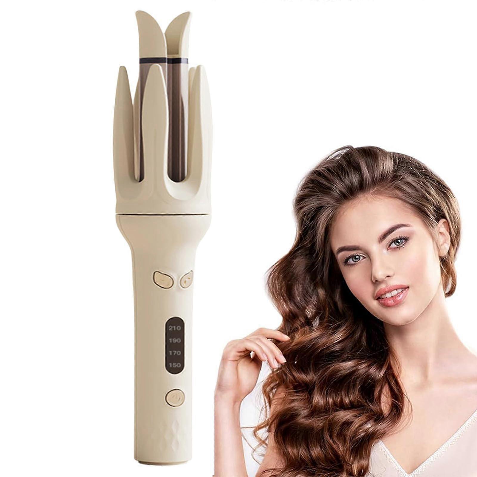 Automatic Hair Curler with Adjustable Temperature, Fast Heating Rotating Curling Iron Golden