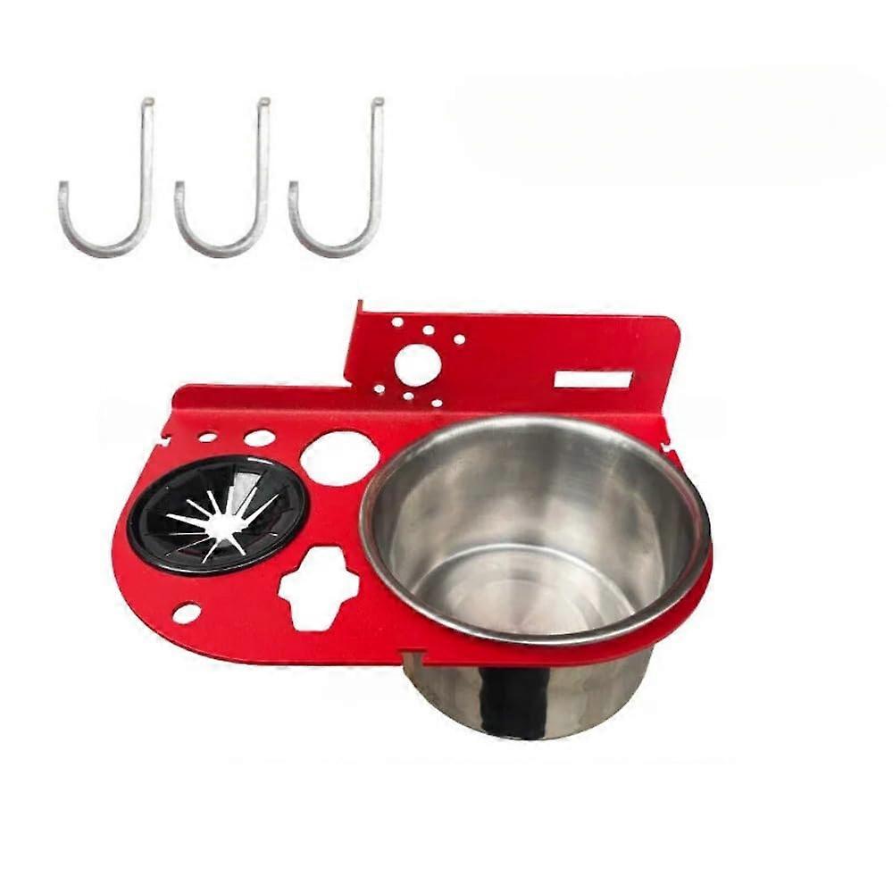 Durable Steel Ladder Tool Rack with Hook, Multigrid Herringbone Storage Organizer Red