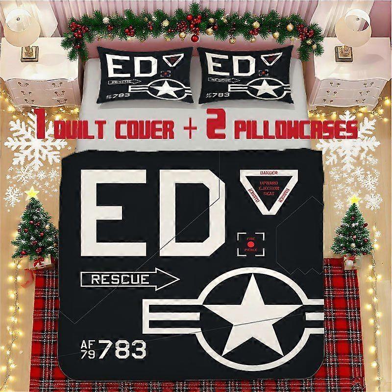 ED-Logo Star Pattern Black Background Soft Printed Bedding Set Polyester Fabric Decorative & Warm