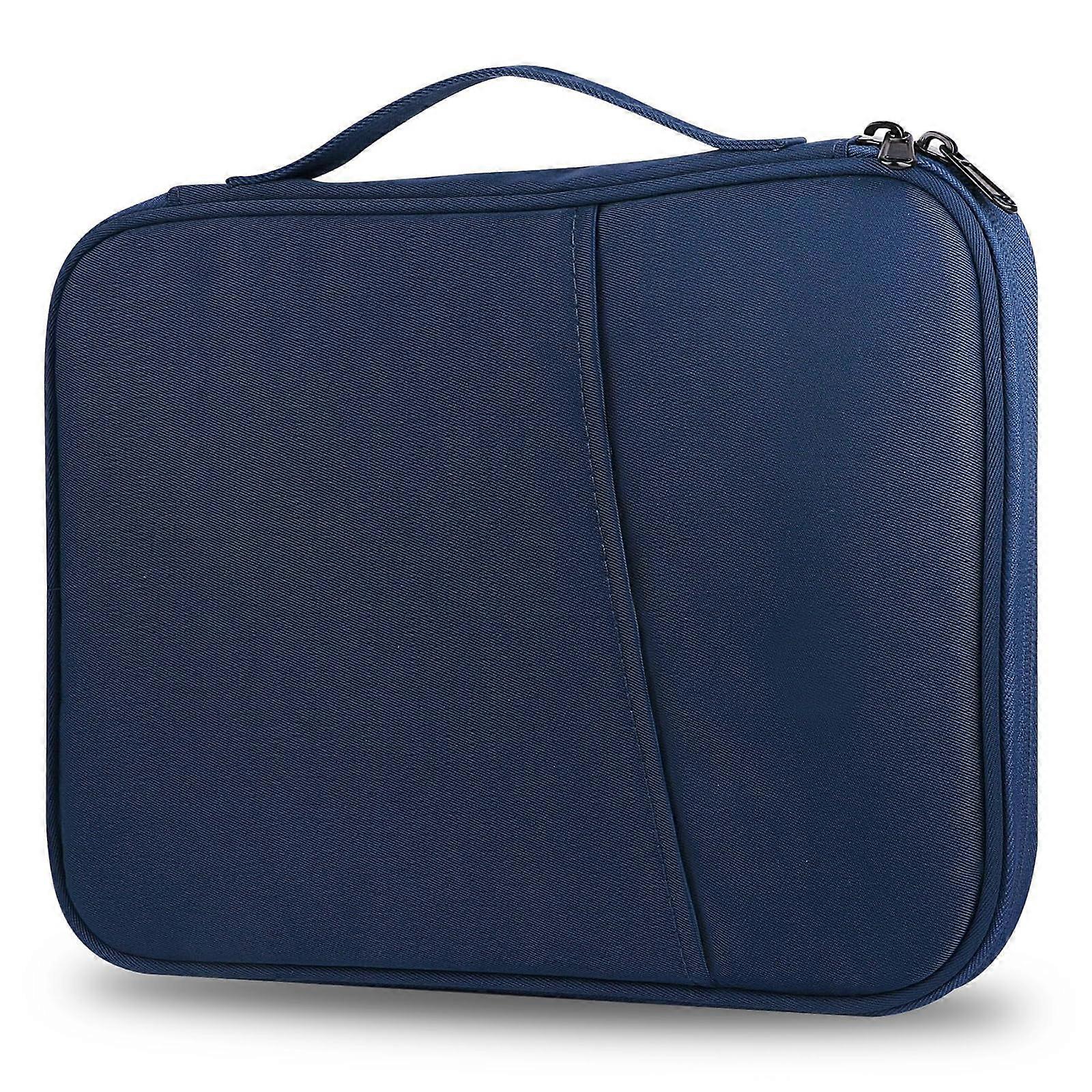 Electronics Accessories Organizer for 13 inch Tablet and Documents, Slim MultiPocket Travel Case Dark Blue