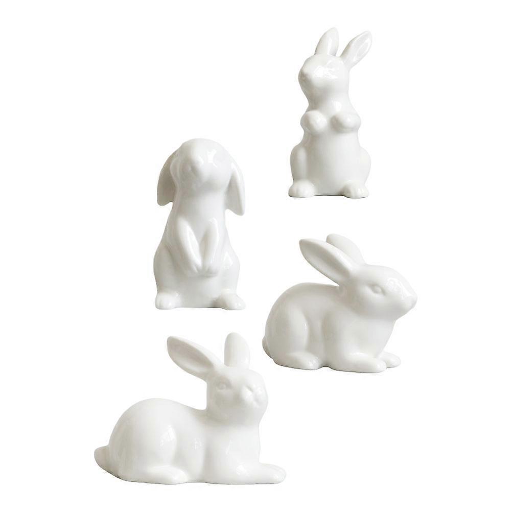 Ceramic Rabbit Figurines for Decor 4Pcs Rabbit Statue Easter Adornment