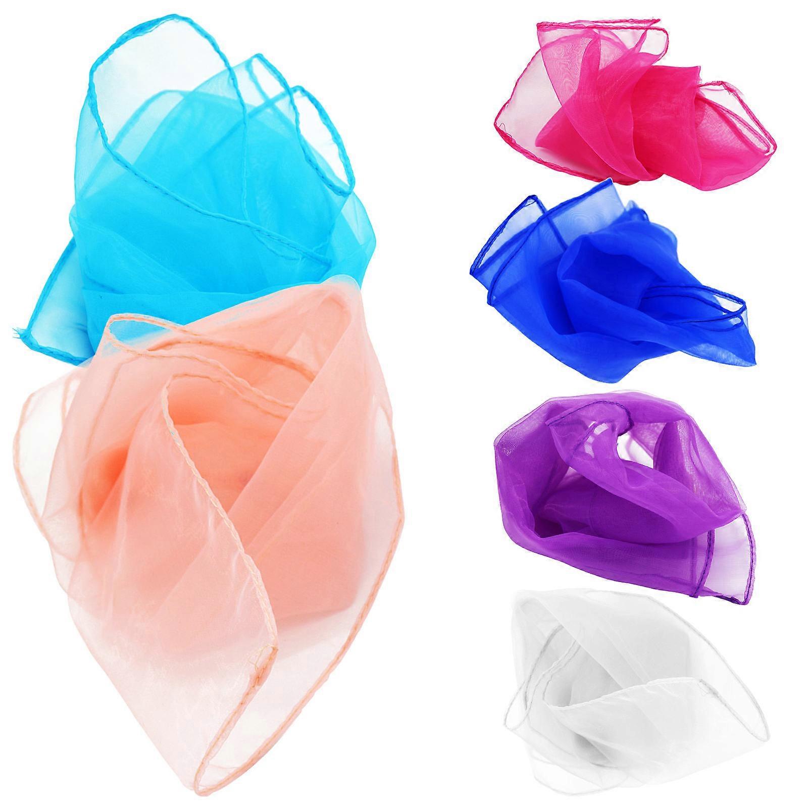 Square Silk Scarf Dance Silk Scarf for Kids Performance 6Pcs