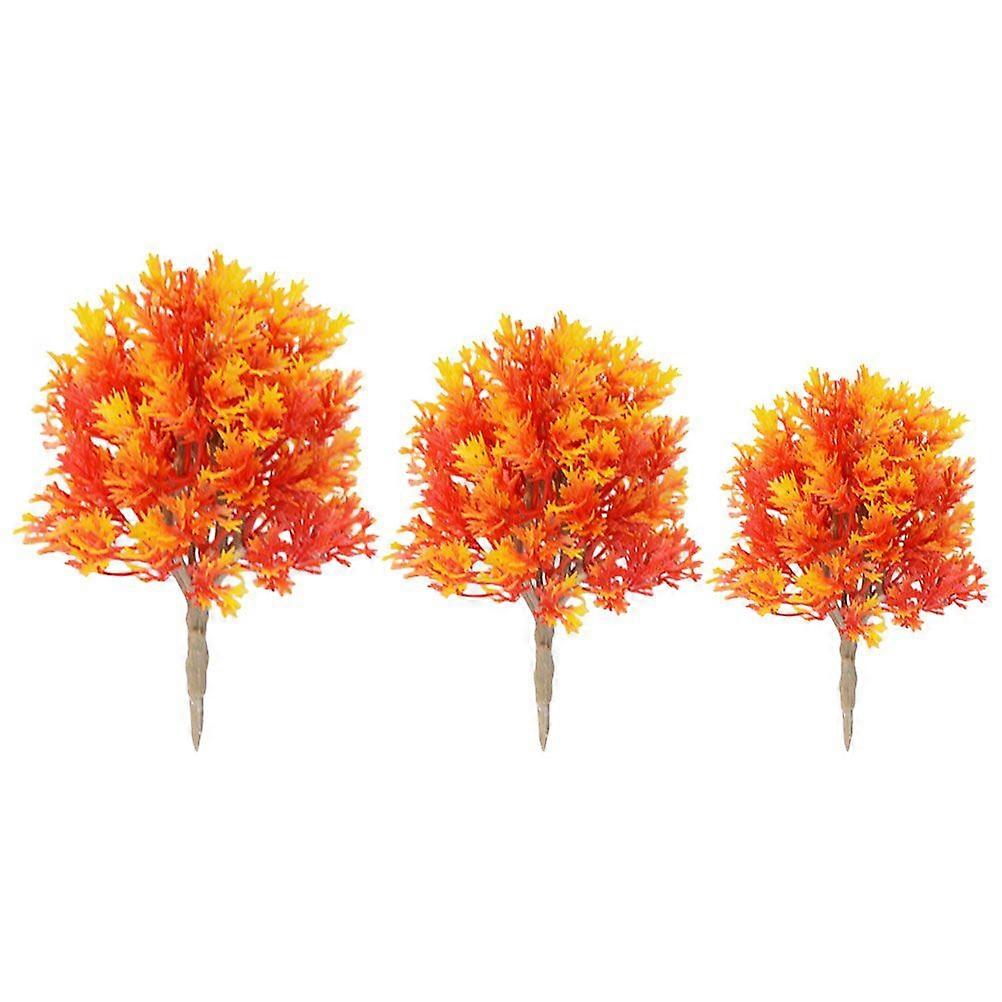 3pcs Simulation Maple Tree Model Ornament Tree Model Micro Landscaping Decoration