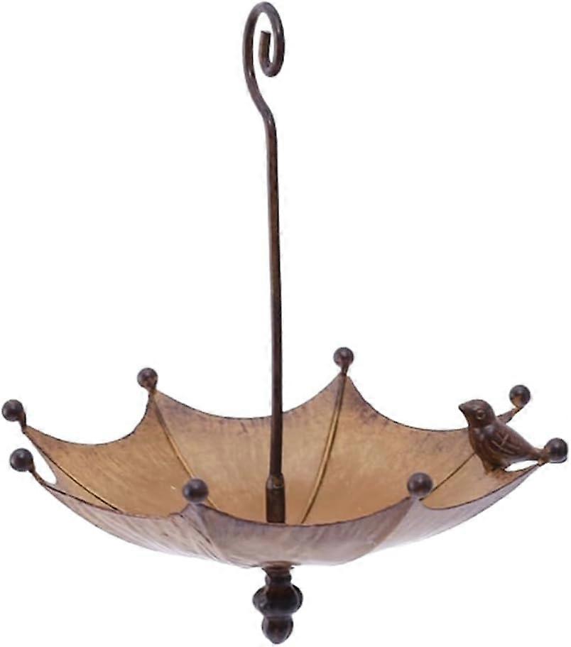 Hanging umbrella-shaped bird feeder tray
