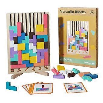 Wooden Colored 3D Russian Block Puzzle Jigsaw Stacking Montessori Toys Educational Gift for Boys and Girls, Board Game for Toddlers Brain Blocks Tease