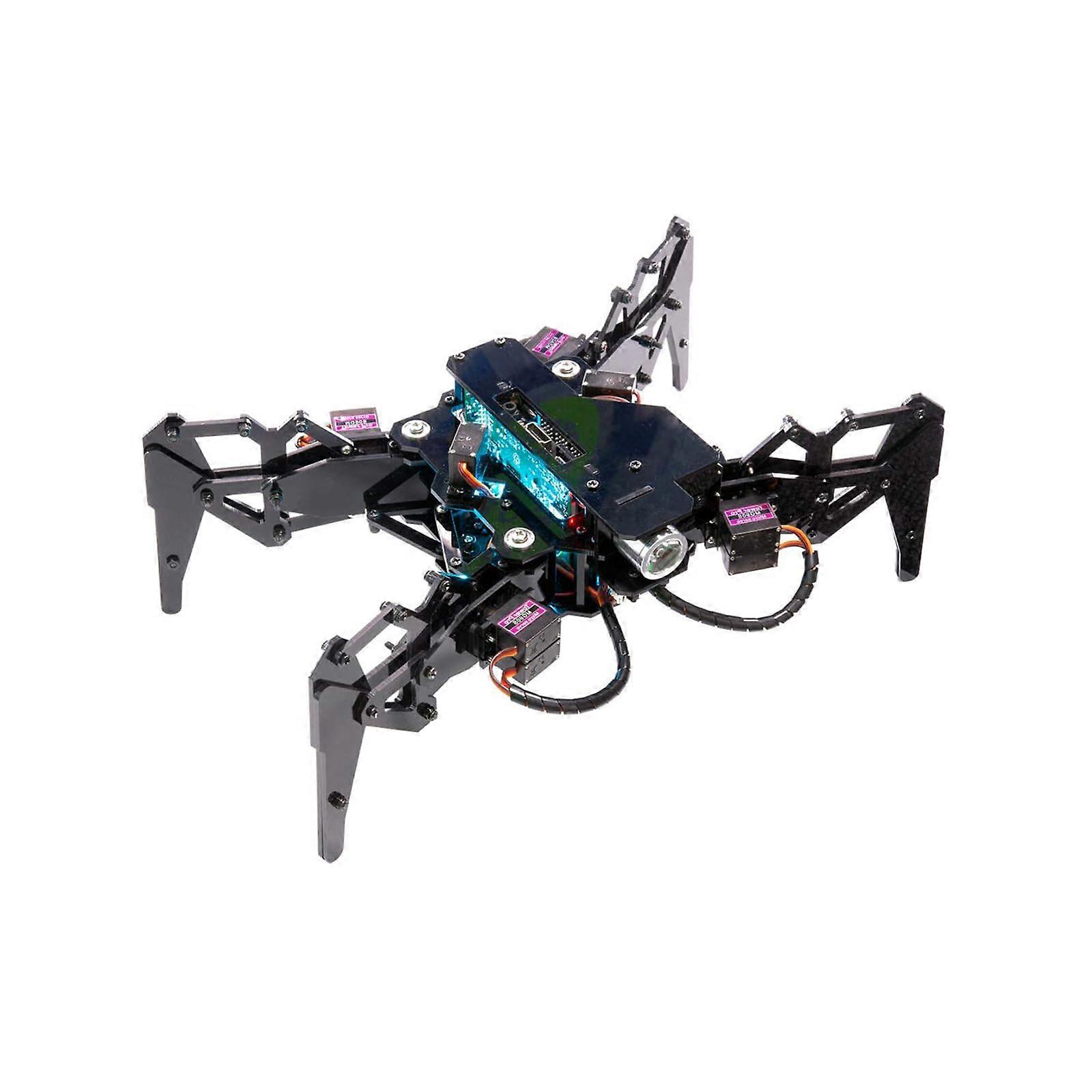 Quadruped Spider Robot Kit for Raspberry Pi with OpenCV Tracking, SelfStabilizing STEM Crawling Robot