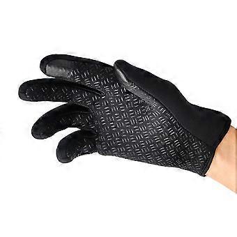 Touch Screen Wrist Gloves Warm Fleece Lined for Winter Use Black