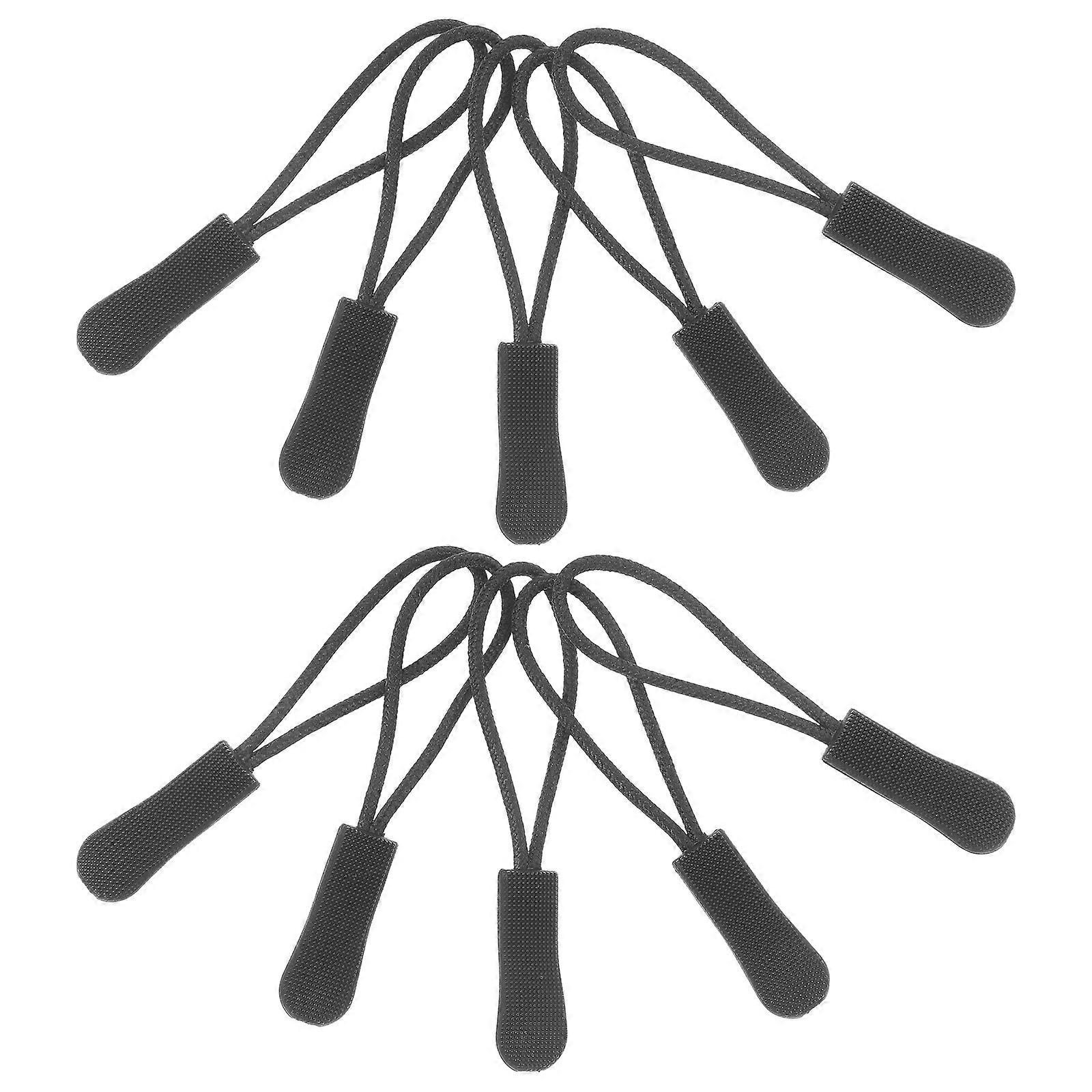 Zip Tags Zipper Slider for Replacement 30Pcs Black Nylon Cord Pulls