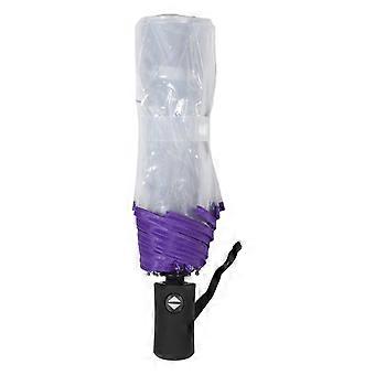 Clear Travel Umbrella: Windproof Automatic Open And Close Transparent Foldable Compact Umbrella For Women Men Rainy Day Wedding Outdoor Purple