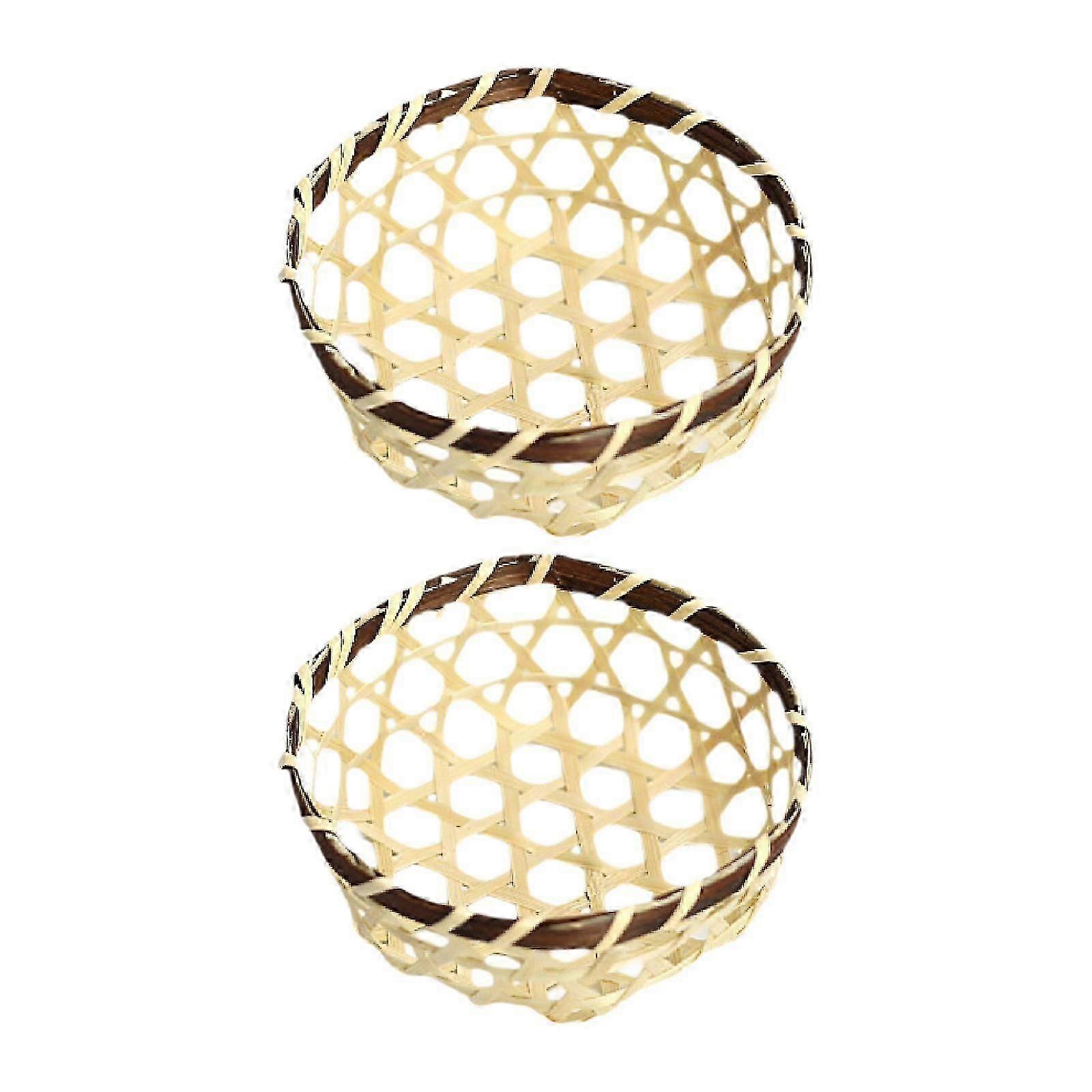 2-Piece Handmade Bamboo Serving Basket Set