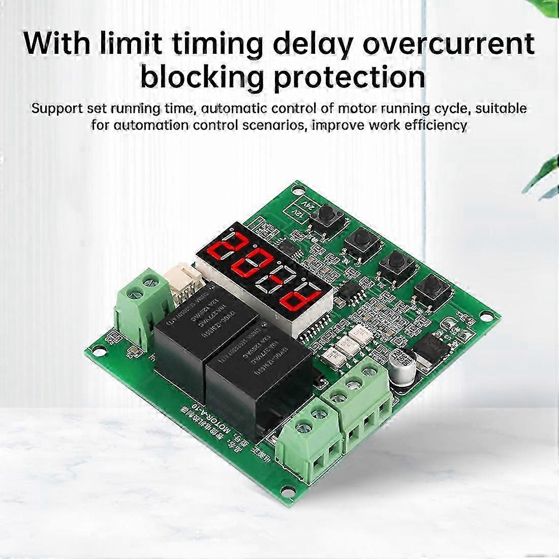 DC 24V Motor Drive Controller Forward/Reverse Rotation Control with Limit Timing Delay Overcurrent Protection