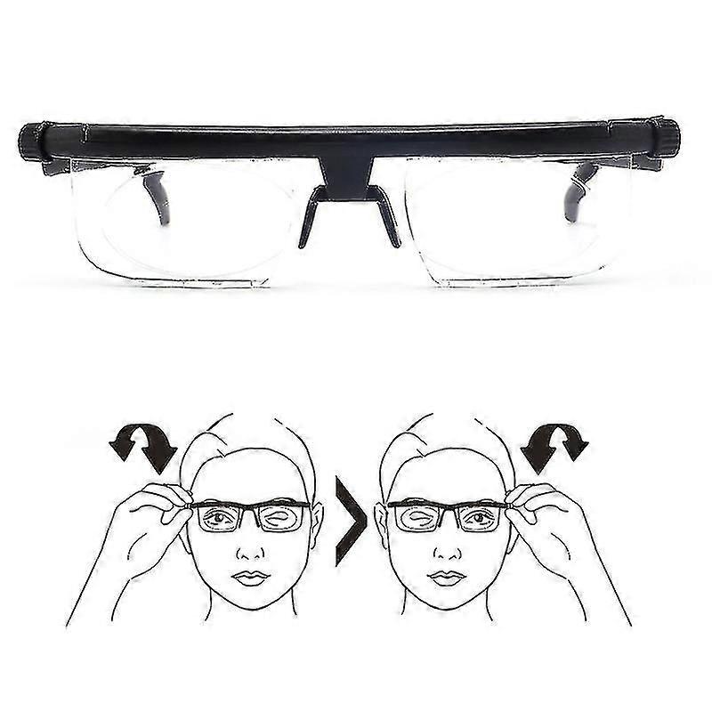 Portable Adjustable Strength Lens Glasses Variable Focus Distance Vision Zoom