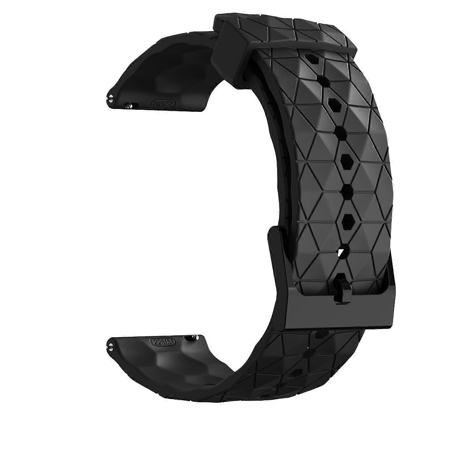 For Samsung Galaxy Watch 7 44/40mm/FE Silicone Football Design Replacement Arm Band Black