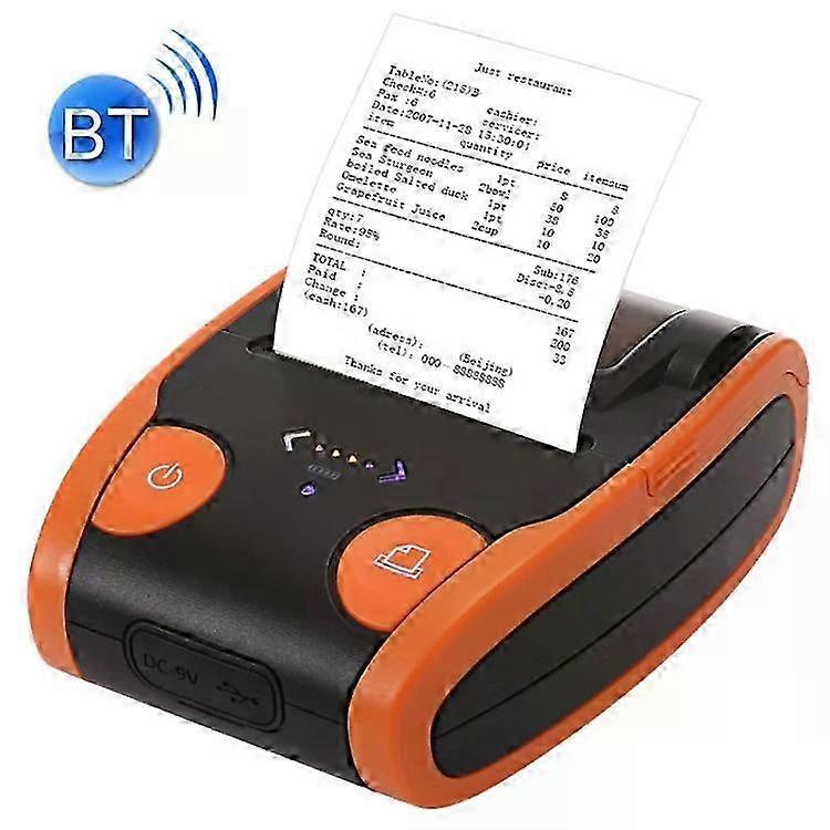 Portable Bluetooth Thermal Receipt Printer-58mm,,Orange Orange
