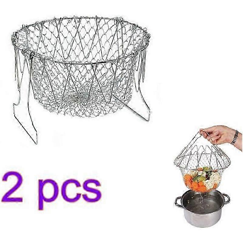 2pcs Foldable Salad Basket Cooking Filter