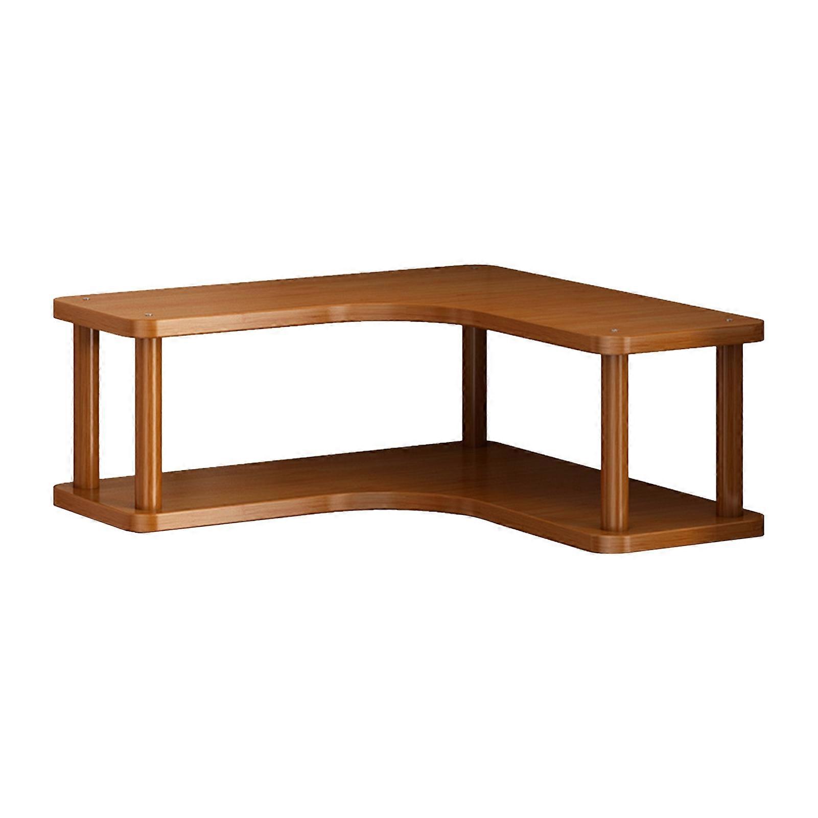 Wooden Desktop Storage Rack with Multi-Functional Corner Design 2/3 Layer