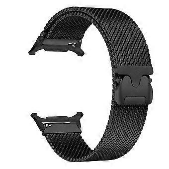 Black Stainless Steel Milanese Band for Samsung Galaxy Watch 7 Ultra 47mm, Seamless Gap Fit