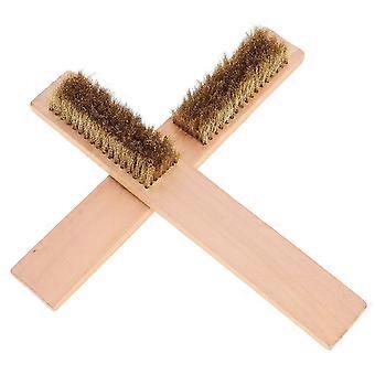 Wooden Handle Rust Cleaning Brush for Ski Board Wax Removal 2Pcs