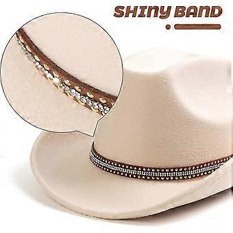 Heren en dames vilten Western Cowboy Outdoor Fedora-hoeden met riem