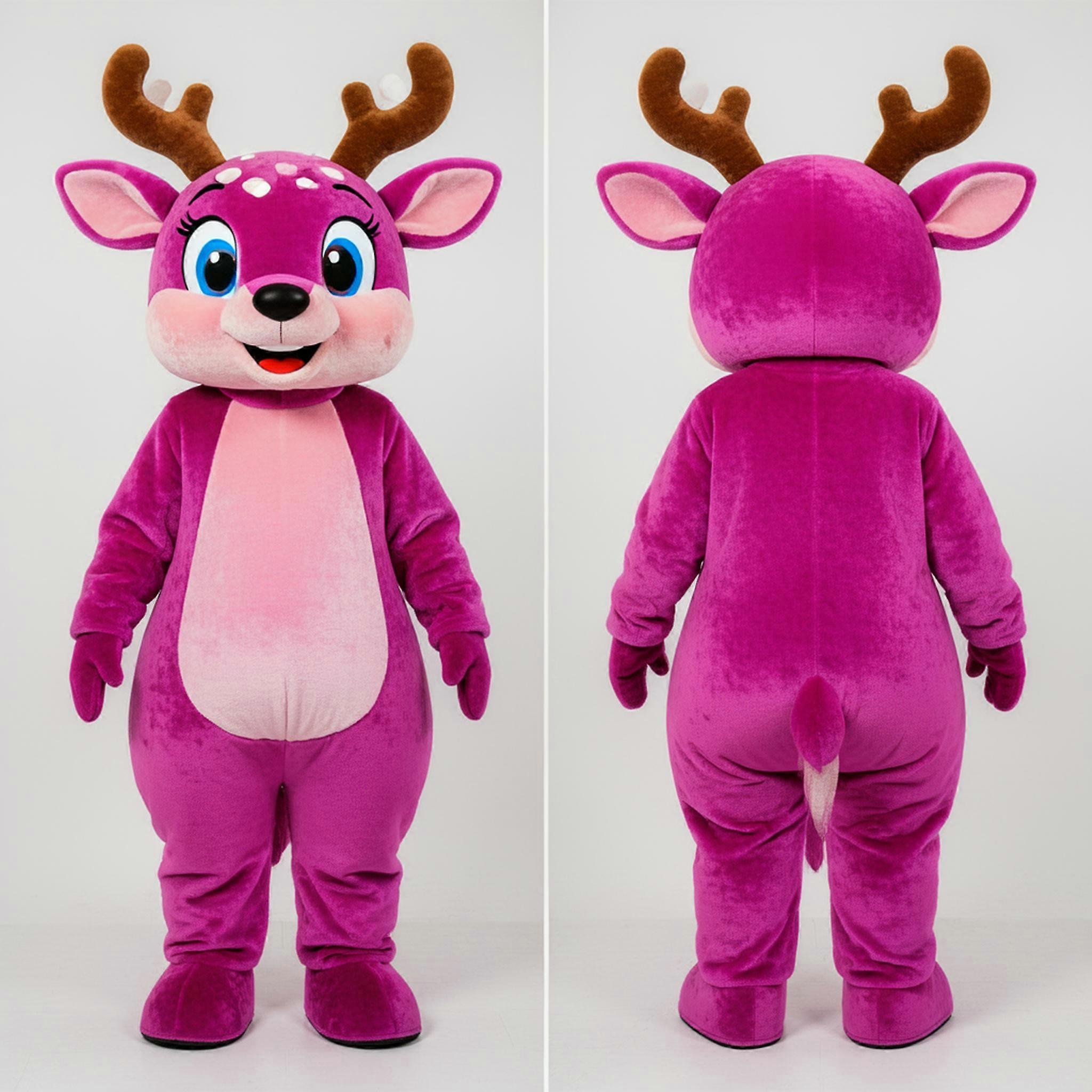 MASTICOT Magenta Velvety Deer Mascot