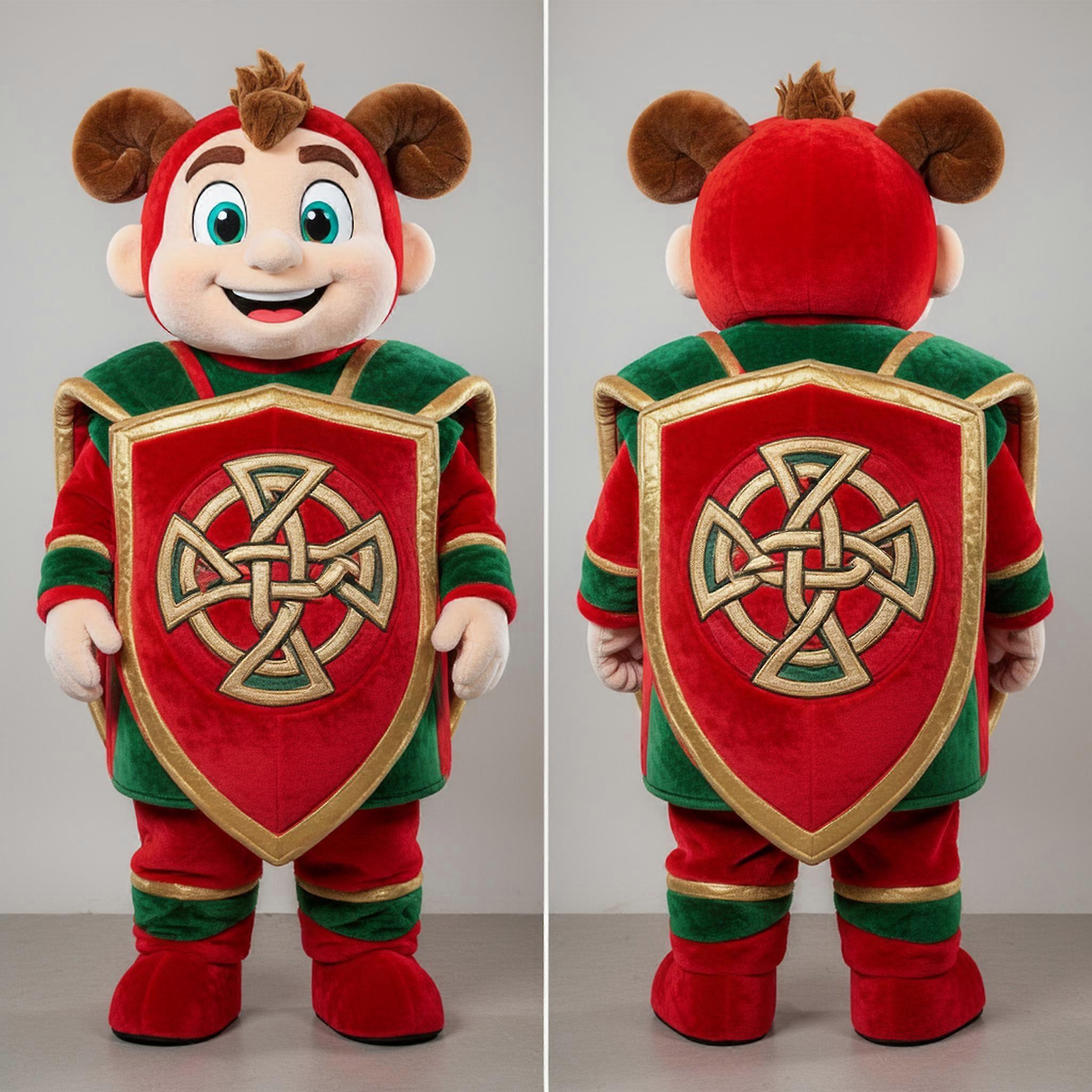 MASTICOT Red Vibrant Shamrock Celtic Shield Mascot