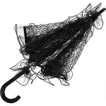 Lace Umbrella for Weddings Decorative Bridal Parasol with Delicate Black Design WOI