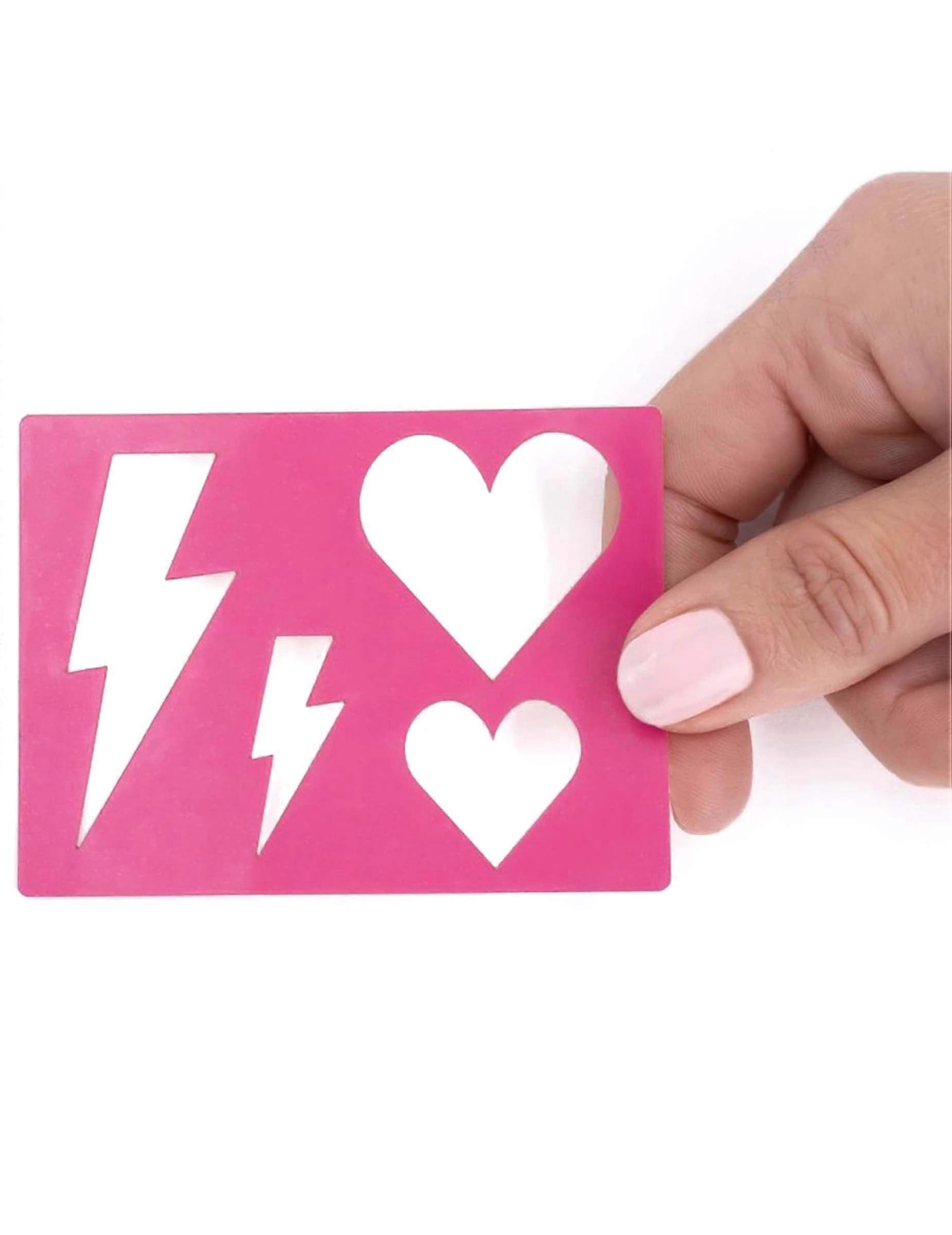Reusable makeup stencil lightning and hearts