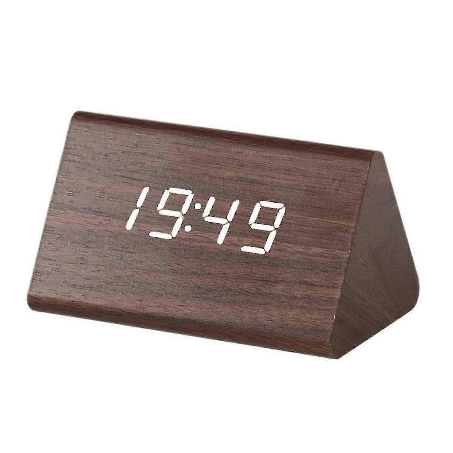 Wooden Clock Multifunctional LED Electronic Alarm Clock,C