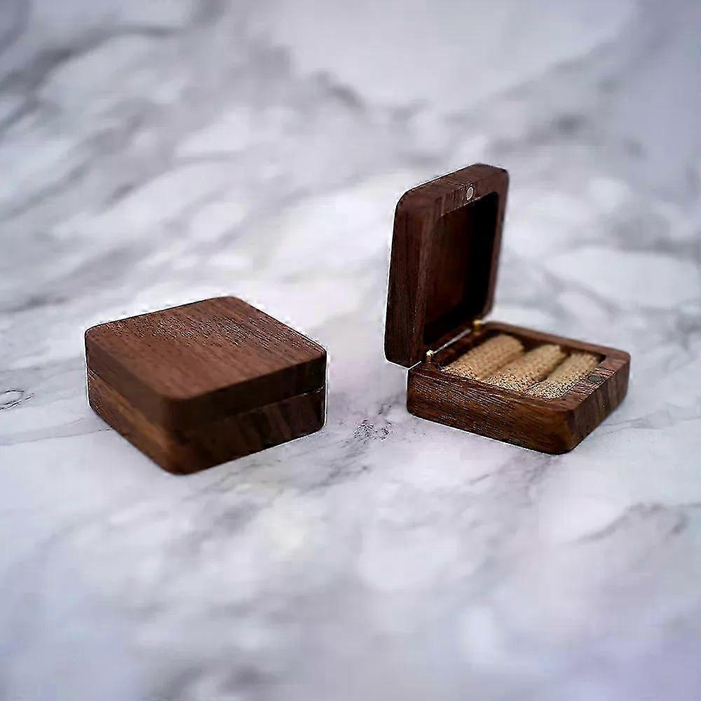 Black walnut solid wood ring box