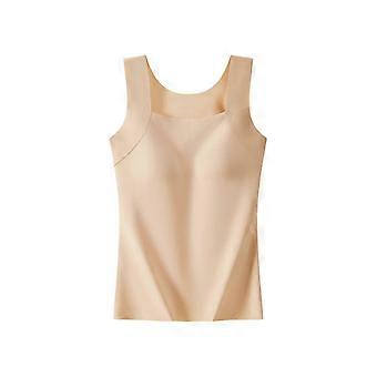 Women's Tank Top with Built-in Wire-Free Bra, U Neck Sleeveless Slim Fit Shapewear Nylon Spandex