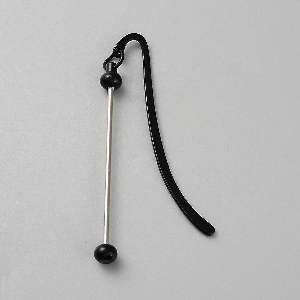5pcs Alloy Bookmarks Beadable Bar Hook Bookmark Black 91mm