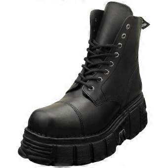 New Rock Metallic M-newmili083-s39 Unisex Platform Boots in Black