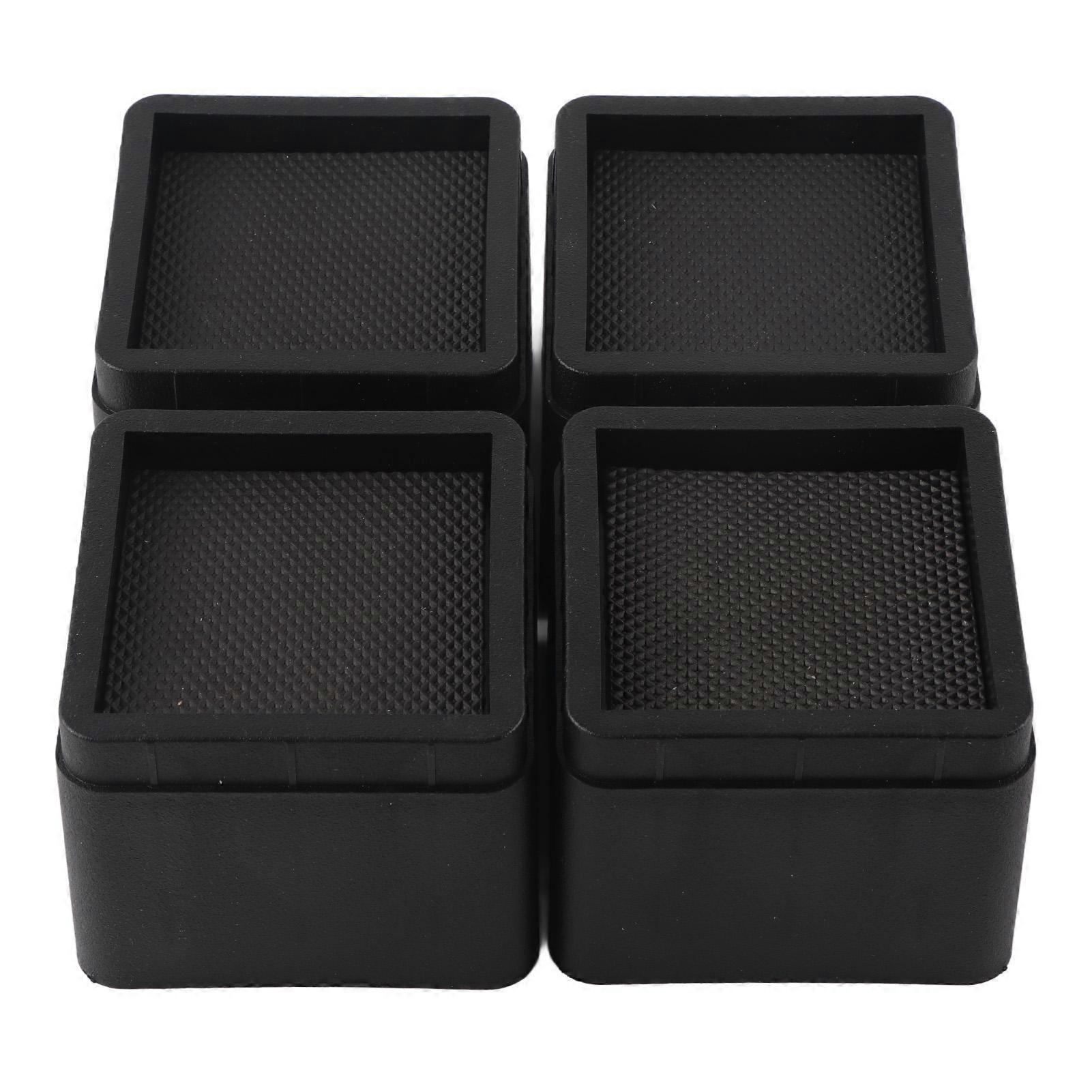 4PCS Durable Stackable Bed Risers Black Square MoisturE proof Insect Proof Furniture Legs
