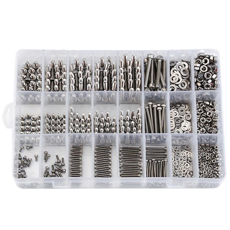 1080PCS M2// Stainless Steel Hex Socket and Nuts Set Fastener Hardware Hexagon Socket Head Cap Scre