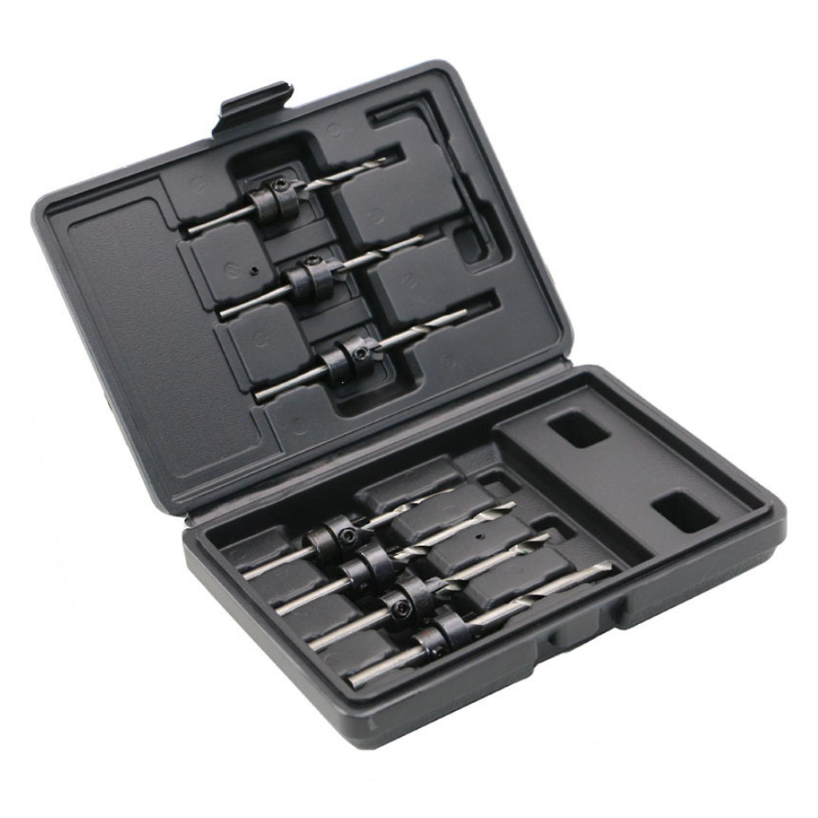 7pcs Tapered Countersink Drill Bits + Wrench Set Hole Depth Adjustable