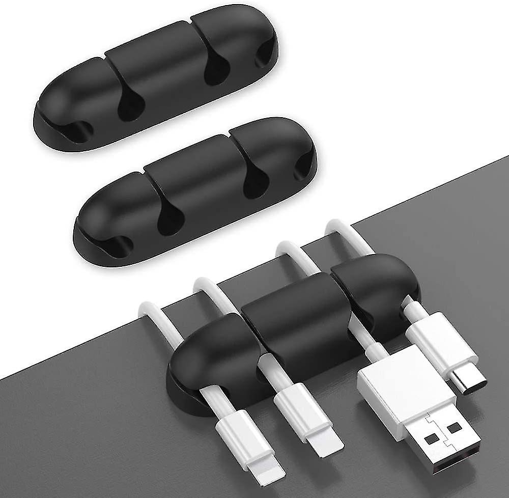3 Pack Cord Holders For Desk,strong Adhesive Cord Keeper (black)