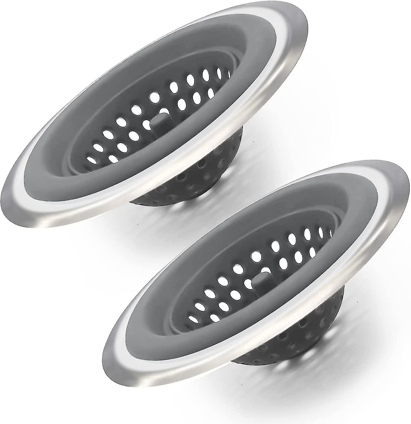 Stainless Silicone Kitchen Set Of 2 Sink Strainer(gray)